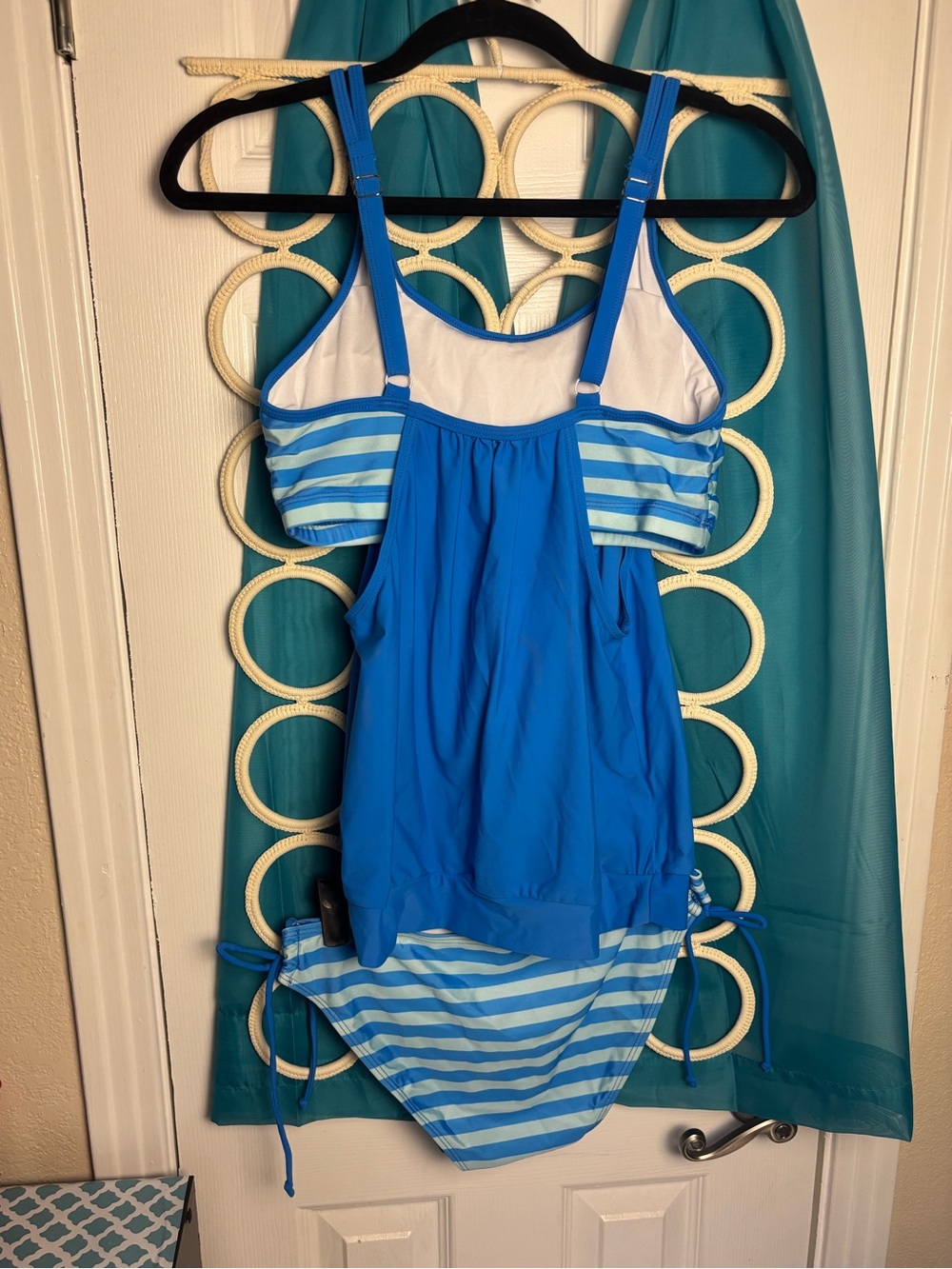 Blue Two-Piece Tankini with Striped Accents NWOT M - Picture 10 of 16
